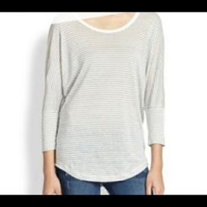 Joie gray & white striped 3/4 sleeve pullover shirt size XS